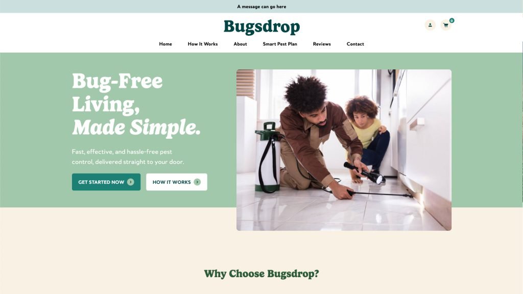 Bugsdrop custom plan builder asking customers about their home and pest-control needs