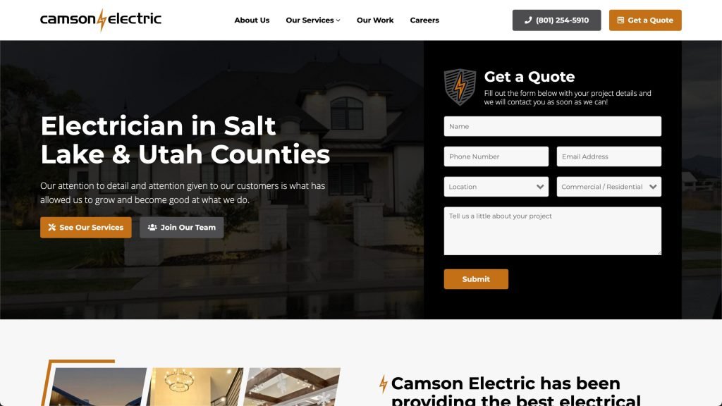 The Camson Electric contractor website