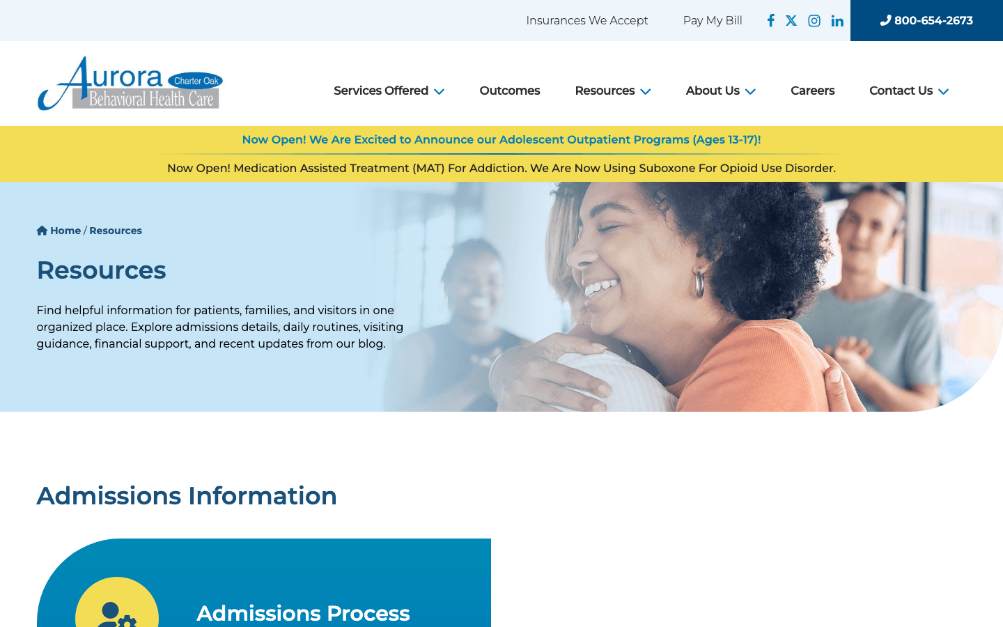 Charter Oak Hospital resources and information architecture supporting clearer patient pathways
