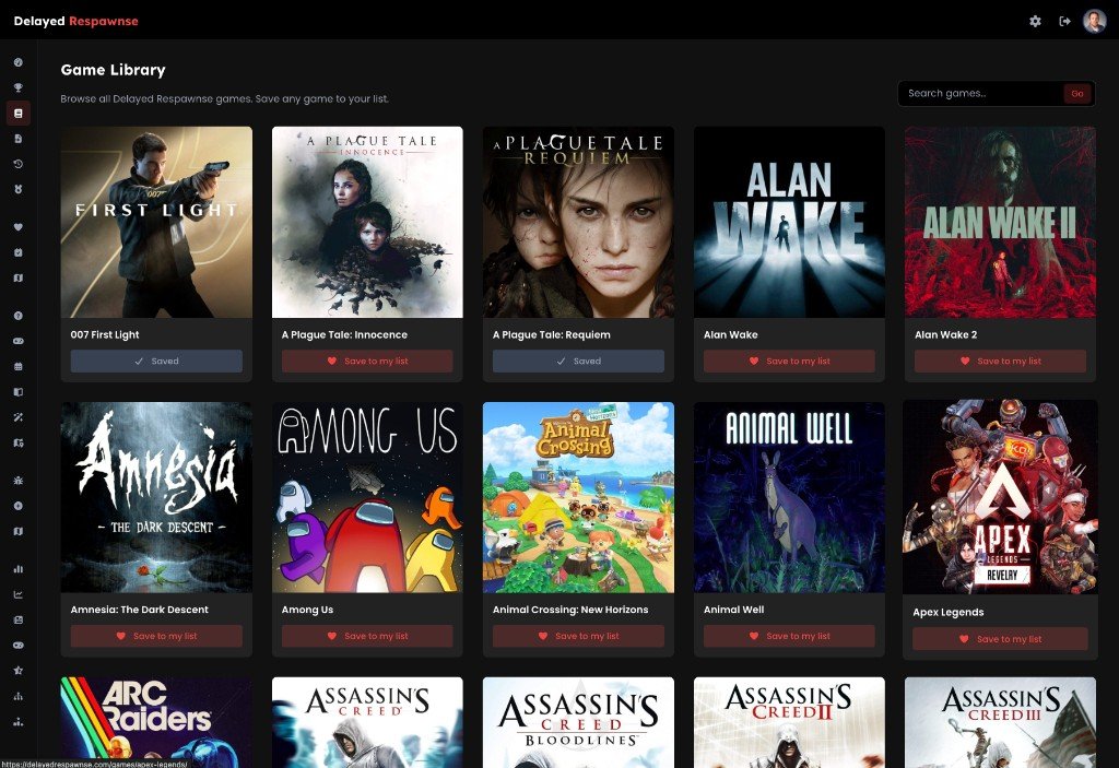 Delayed Respawnse structured game catalogue with browsing and discovery tools
