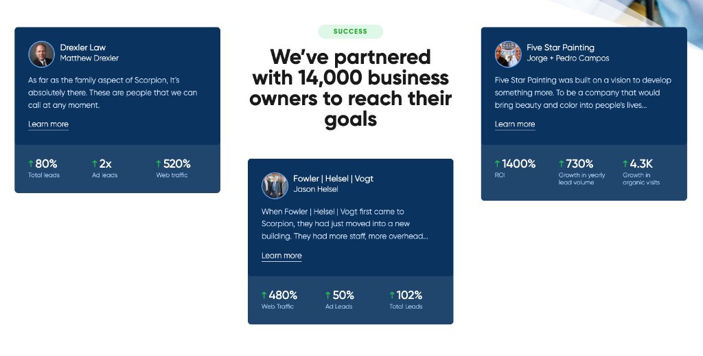 Custom functionality developed for Scorpion’s WordPress marketing website